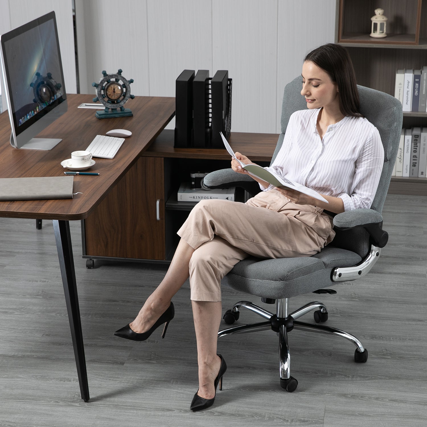 Ergonomic Velvet  Upholstered Fabric Office Chair