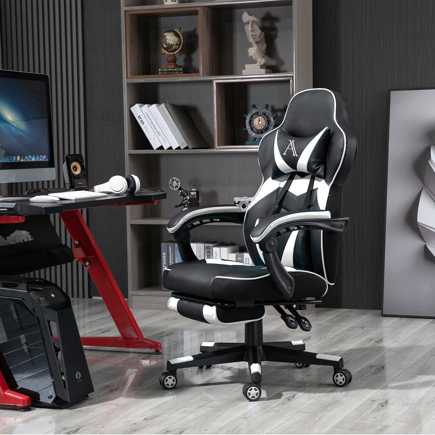YAMASORO Racer Ergonomic PC Gaming Chair Adjuastable Leather Reclining Office Chair With Footrest (8264)